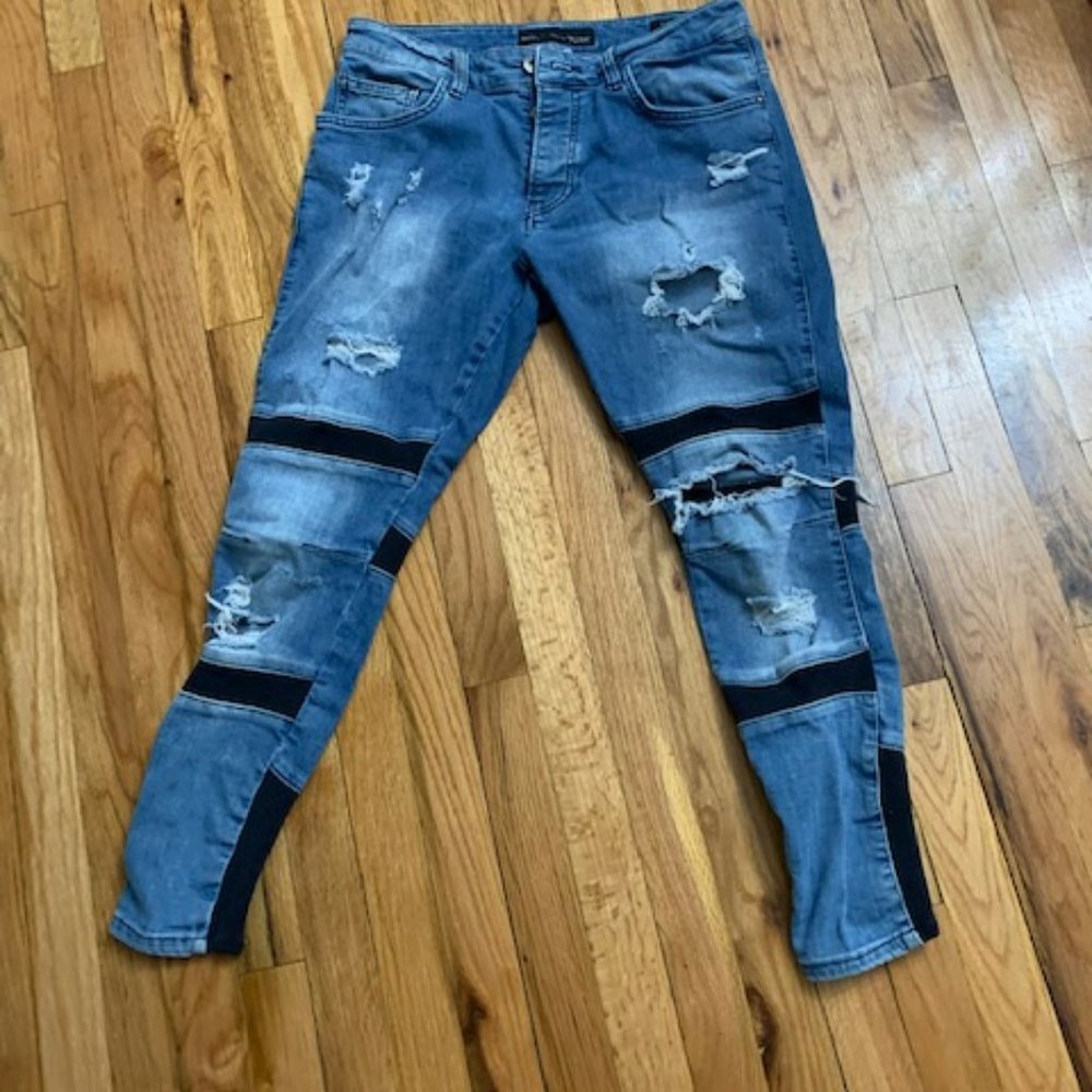 2Y dnm button fly distressed jeans size 32